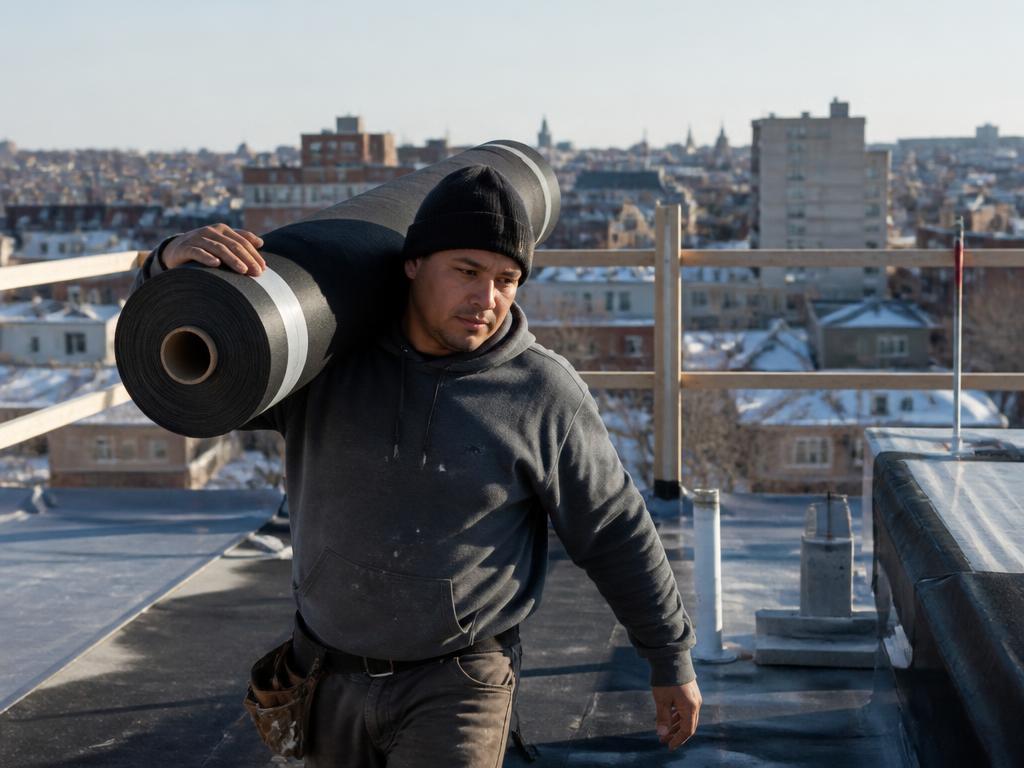 Membrane roof materials staged — South Boston, MA